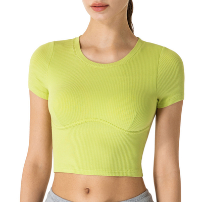 Navel Exposed Short Sleeve Ladies Yoga Tops  XL 2XL Skin Friendly